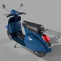 Blue Classic Scooter Motorcycle With Black Seat Silver Mirrors And Retro Design