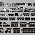 Ancient Architecture Models Featuring Traditional Roof Designs And Diverse Wooden Structures