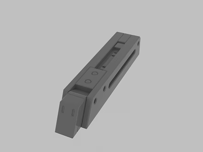 Gray Mechanical Industrial Metal Component With Linear Slot And Holes Design 3d model
