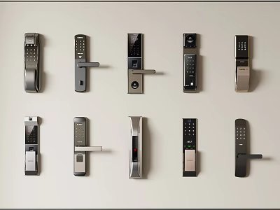 Different Design Smart Door Locks With Digital Keypad And Fingerprint Scanner 3d model