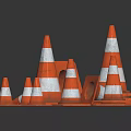 Orange And White Traffic Cones With Square Barriers For Road Safety
