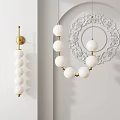 Modern White Globe Chandelier With Gold Accents And Carved Wall Decor Design