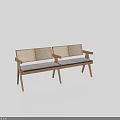 Modern Outdoor Chair With Wooden Frame Woven Backrest And Gray Padded Seats For Outdoor Use