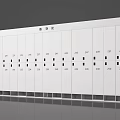 White Numbered Storage Lockers Arranged In Organized Row With Individual Compartments And Labels