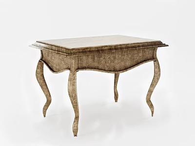 Classic Style Wooden Side Table With Elegant Curved Legs And Square Top 3d model