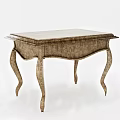 Classic Style Wooden Side Table With Elegant Curved Legs And Square Top