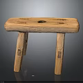 Rustic Natural Wood Stool Furniture Featuring Rectangular Seat With Central Hole And Four Legs