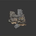 Modern Stacked Gray Stone Structure With Light Sand Areas 3d model