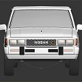 Datsun White Single Cab Pickup Truck Featuring Black Windows On Black Reflective Surface
