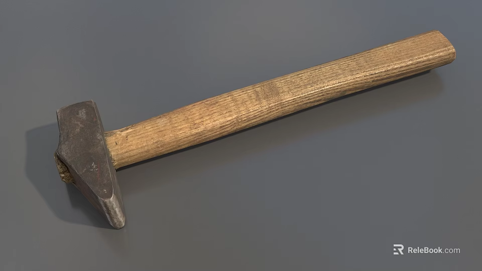Professional Durable Hardware Tool Hammer Featuring Metal Head And Wooden Handle 3d model 