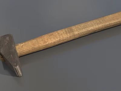 Professional Durable Hardware Tool Hammer Featuring Metal Head And Wooden Handle 3d model