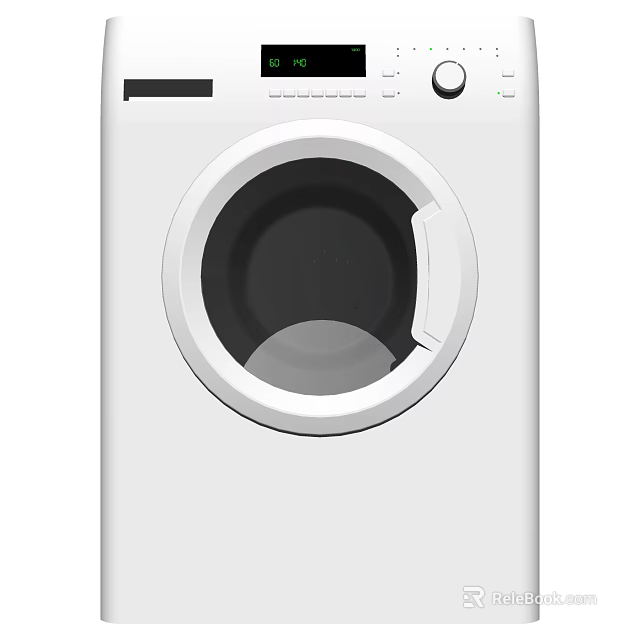 Modern White Front Load Washing Machine With Glass Door And Control Panel 3d model 