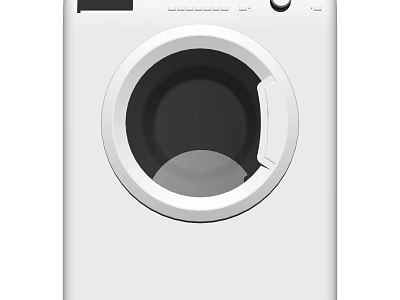 Modern White Front Load Washing Machine With Glass Door And Control Panel 3d model