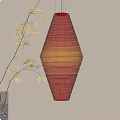 Stylish Striped Orange Red Gradient Chandelier With Bamboo Plant In Warm Background