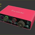 Pink Focusrite Audio Interface Electronic Device With Control Knobs And Input Ports