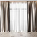 Elegant Neutral Curtains With White Sheer Layers For Modern Window Interior