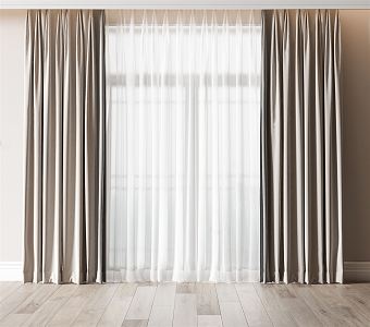 Modern Curtain light brown Curtain 3d model