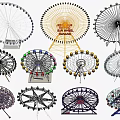Kids Playground With Various Colorful Ferris Wheels In Different Fun Designs