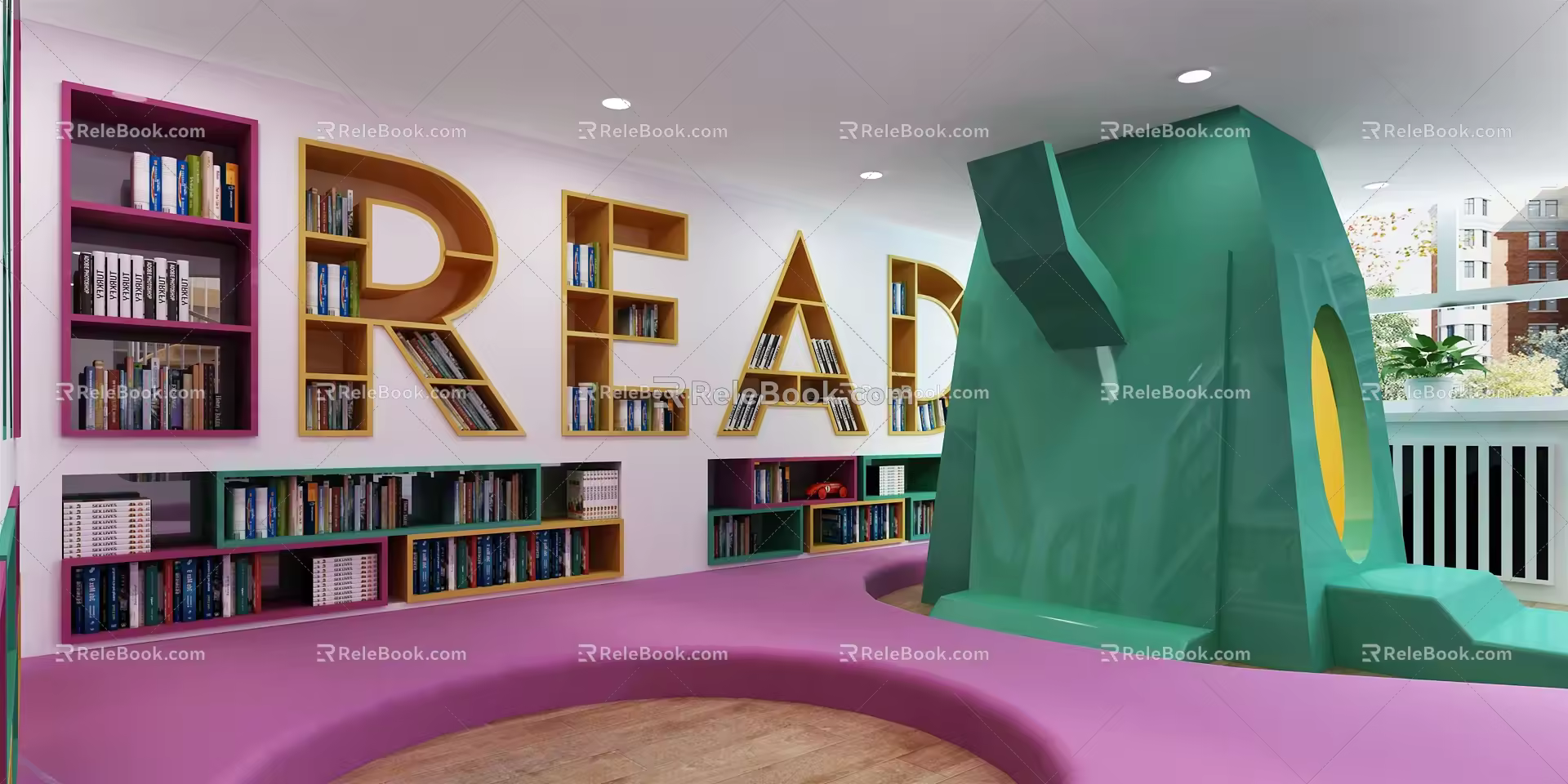 Modern Reading Room Library 3d model