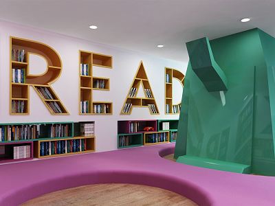 Modern Reading Room Library model