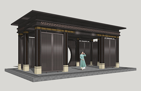 New Chinese style gallery 3d model