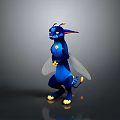 Blue Fantasy Creature Character With Wings Yellow Claws And Orange Accents Standing Pose