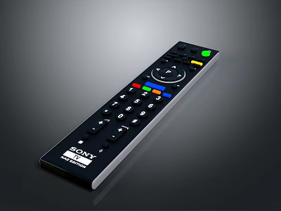 Sony Black Digital Remote Control With Colorful Buttons And Function Keys 3d model
