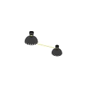 Modern Double Headed Wall Lamp With Black Shades And Golden Curved Arm Design