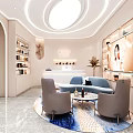 Modern Elegant Beauty Hair Salon Interior Design With Comfortable Reception Area Display Shelves And Plants