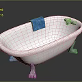 Elegant White Clawfoot Bathtub With Blue Towel And Silver Faucet