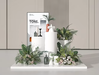 Modern Meichen Window Display Point Meichen Materials Flowers and Plants Flower Art Meichen Window Meichen Display Area Ground Pile Billboard Floral Combination Plant Combination 3d model