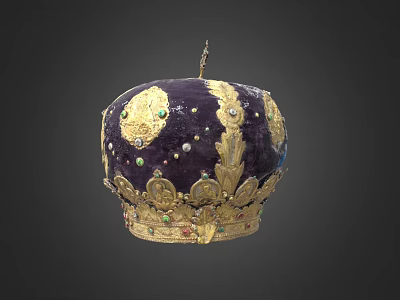 Luxurious Purple Crown Adorned With Gold Accents Colorful Gemstones And Pearls 3d model