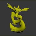 Vibrant Fantasy Creature Character With Yellow Body Purple Arms And Horns