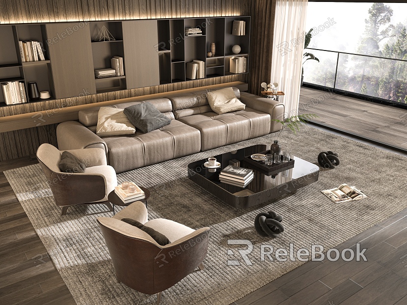 Home Living Room Sofa Coffee Table Combination Multi-person Sofa Leisure Chair Jewelry Ornaments model