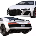 White Audi Sports Car Exterior Design With Red Wheels And Black Accents