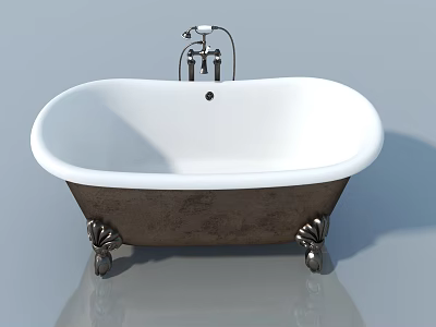 Classic Claw Foot Bathtub With White Interior Brown Exterior And Silver Faucet 3d model