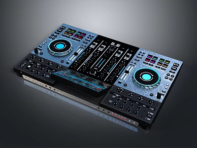 Professional Home DJ Mixer With Control Knobs Buttons And Digital Display Panel 3d model