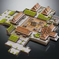 Ancient Chinese Courtyard Architecture Model With Traditional Roofs And Tile Details