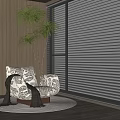 Quiet Leisure Sofa Lazy Sofa 3d model