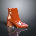 Stylish Red Patent Leather Ankle Boots With Block Heel For Daily Wear