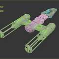 Futuristic Sci Fi Spaceship 3D Model With Cylindrical Engines And Central Structure 3d model