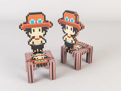 Modern Children's Chair Children's Cartoon Wooden Stool 3d model