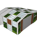 Modern Building Exterior Featuring Green Wall Vertical Garden Skylights Entrance And Windows
