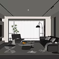 Modern Living Room Interior With Sofa Coffee Table TV Fireplace Rug And Floor Lamp