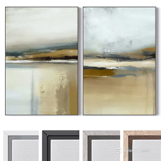 Modern Abstract Art Picture Frames With Neutral Tones And Multiple Style Options 3d model