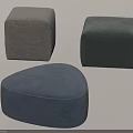Modern Fabric Stools In Square And Triangular Shapes With Gray Green Blue Colors 3d model