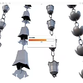 Hanging Metal Garden Ornaments With Petal Shaped And Bell Like Designs