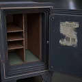 Commercial Safes With Wheels Closed And Open Doors Featuring Interior Shelves