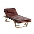 Modern Burgundy Leather Lounge Chair With Gold Metal Frame And Adjustable Backrest