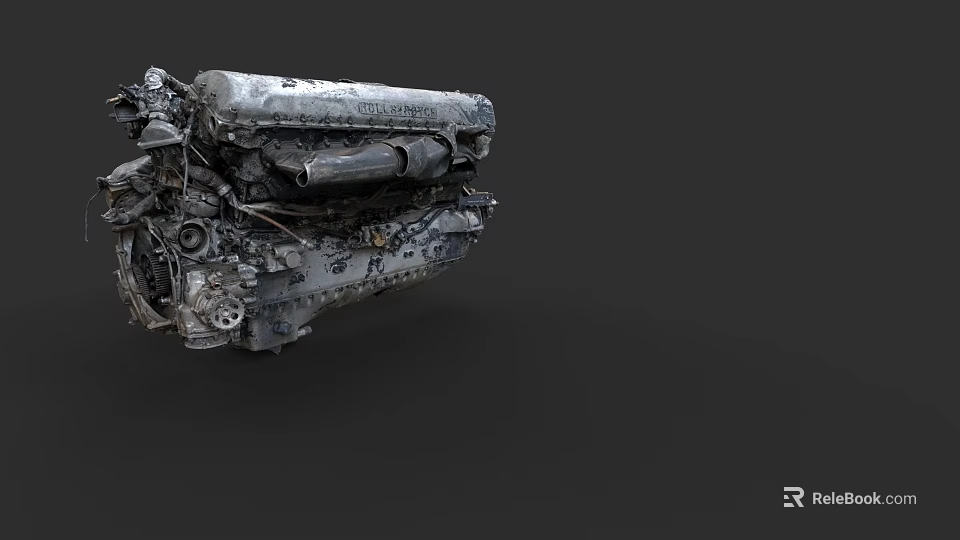 Car Engine Detailed Mechanical Components with Metal Structure and Industrial Design 3d model 
